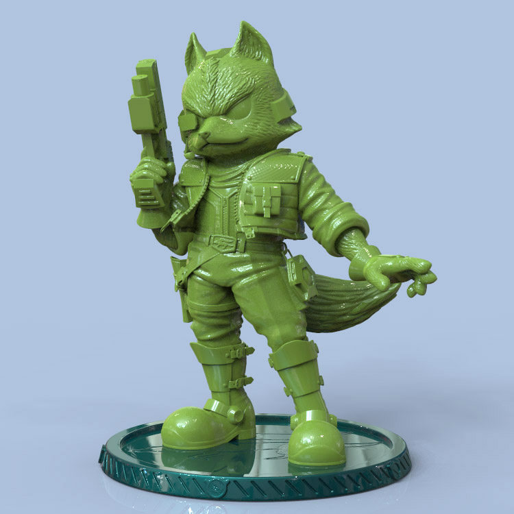 3d打印图纸模型素材文件STL星际火狐手办圆雕图F2301