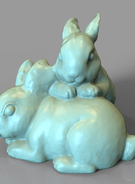 3d打印图纸模型素材文件STL兔子摆件立体圆雕图F3602