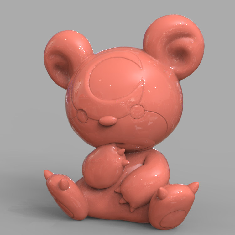3d打印图纸模型素材宝可梦熊宝宝STL摆件圆雕图F2897