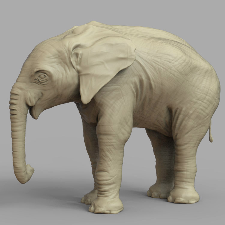 3d打印图纸模型素材文件大象STL摆件圆雕图F2911