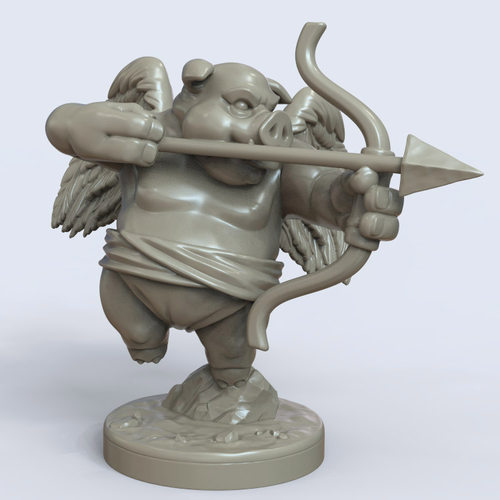 3d打印图纸模型素材文件爱神猪比特STL摆件圆雕图F3128