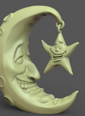 3d打印图纸模型素材月亮先生STL摆件圆雕图F2757