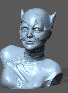 3d打印图纸模型素材文件猫女胸像STL手办圆雕图F2183