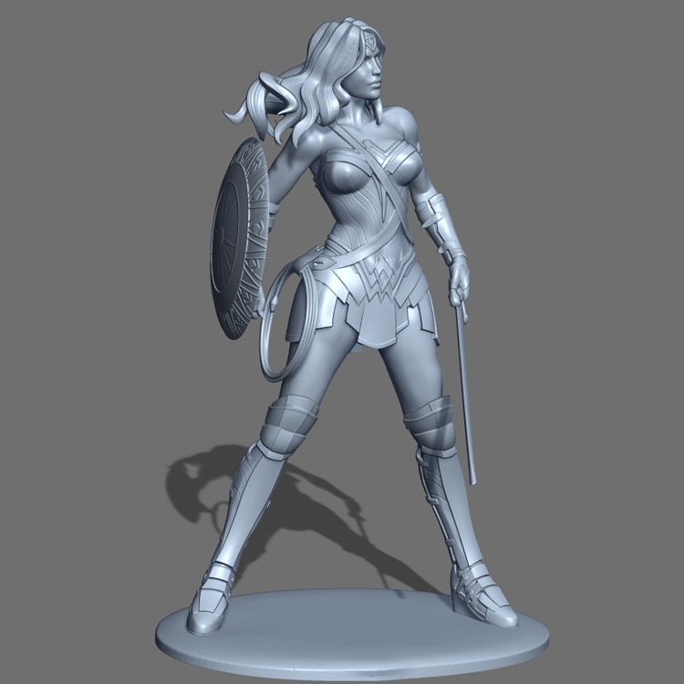 3d打印图纸模型素材STL神奇女侠高精手办雕刻圆雕图F1793