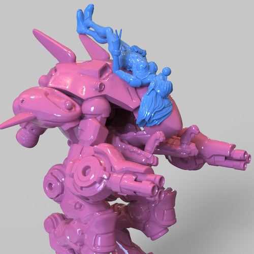 3d打印图纸模型素材守望先锋DVA科幻机甲STL摆件圆雕图F3197
