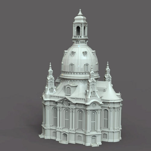 3d打印图纸模型素材德累斯顿STL西方建筑圆雕图F2636
