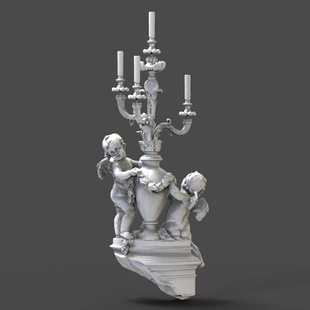 3d打印图纸模型希腊罗马天使烛台STL摆件雕像圆雕图F3760