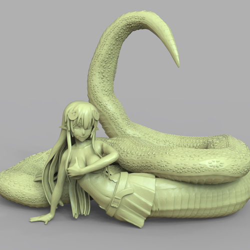 3d打印图纸模型素材OBJ魔物娘米亚STL手办圆雕图F2680