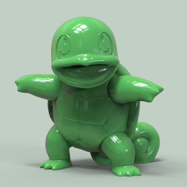 3d打印图纸模型素材卡通obj精灵宝可梦杰尼龟stl圆雕图f2625