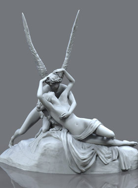 3d打印图纸模型希腊罗马雕像丘比特之吻STL摆件OBJ圆雕图F3350
