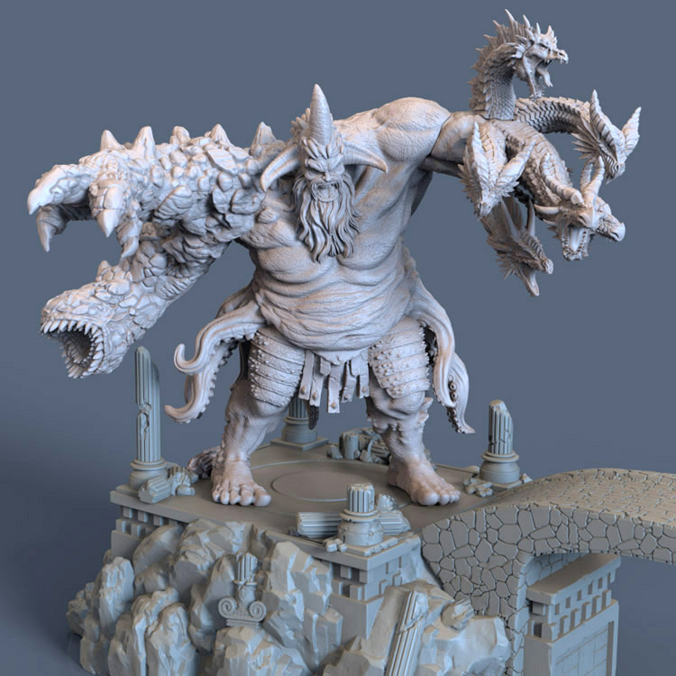 3d打印图纸模型希腊泰坦百手巨人堤丰STL摆件立体圆雕图F3316