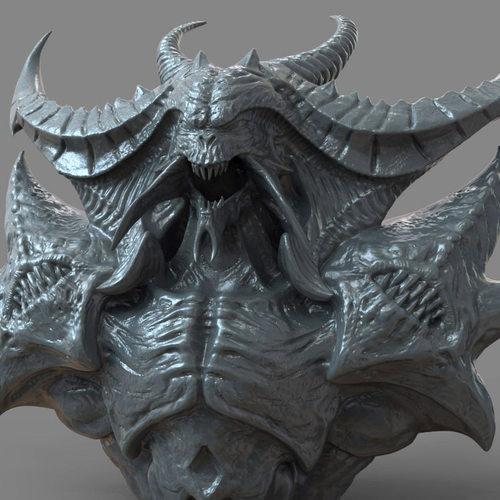 3d打印图纸模型素材暗黑恶魔鬼STL摆件圆雕图F2920