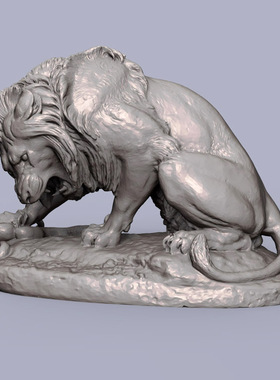 3d打印图纸模型素材狮子文件STL摆件立体圆雕图F3236