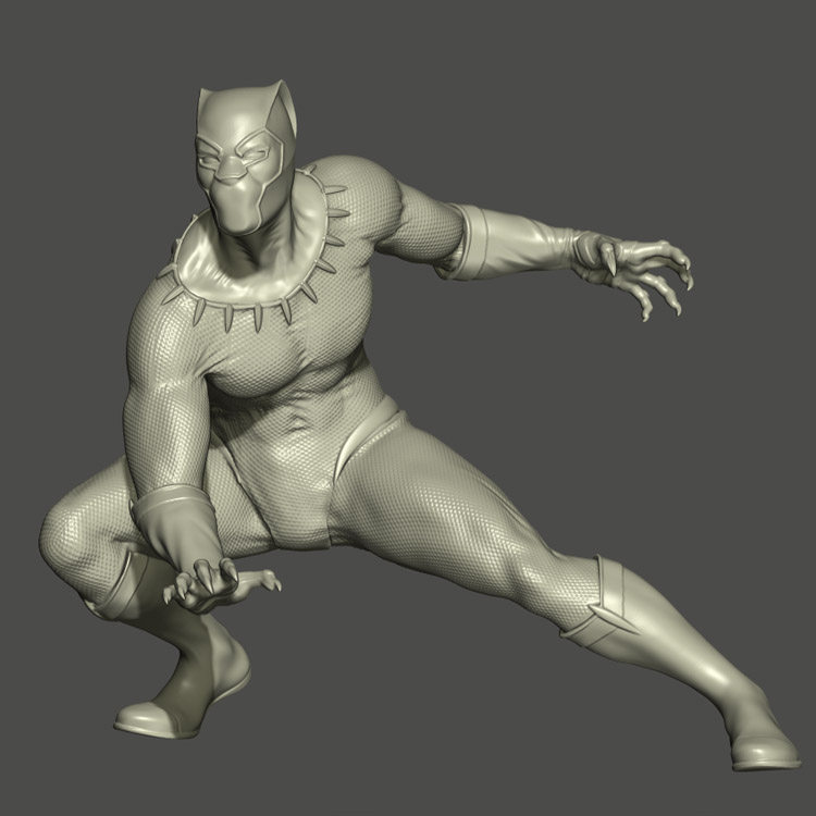 3d打印图纸模型素材黑豹手办stl高精雕刻圆雕图f1716