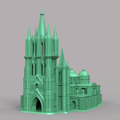 3d打印图纸模型OBJ墨西哥圣米格尔德阿连德STL教堂建筑F2605