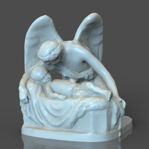 3d打印图纸模型希腊罗马雕像天使的耳语STL摆件圆雕图F3785