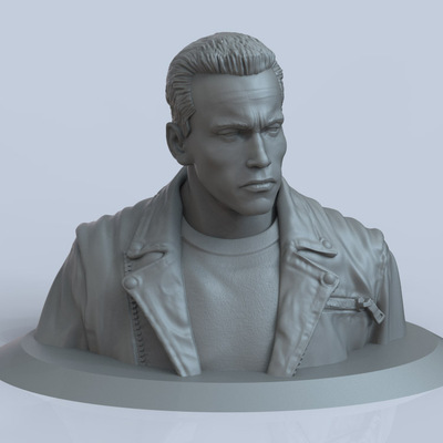 3d打印图纸模型素材终结者阿诺T800胸像STL摆件圆雕图F3055