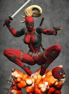 3d打印图纸模型素材文件女死侍STL手办圆雕图F2360