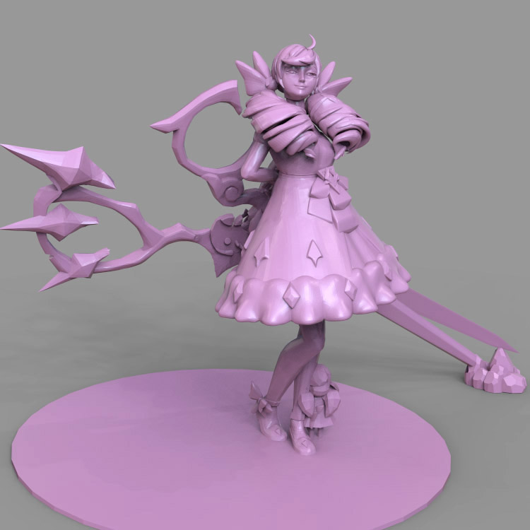 3d打印图纸模型素材英雄联盟格温STL手办圆雕图F2685