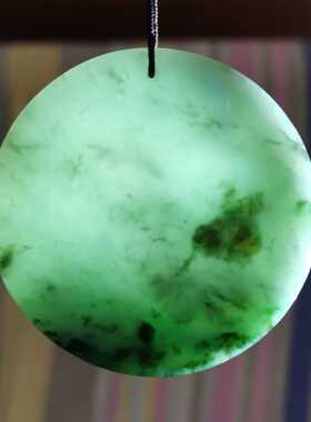 A货翡翠飘花挂坠实物拍摄无事牌