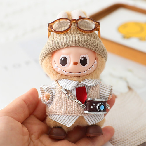 4.0labubu英伦格娃衣mini心底密码拉布布衣服针织帽鞋眼镜替换衣