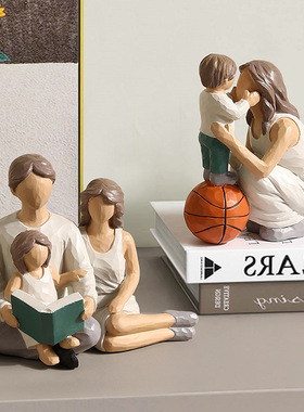 温馨跨境亲子桌面摆件客厅电视柜办公室酒柜高级感家居树脂