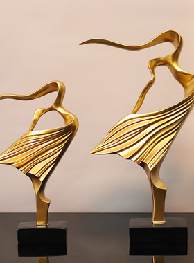 创意现代抽象艺术工艺品双人舞者母女摆件家居酒柜办公室装饰品