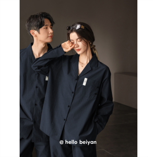 套装 开衫 高级感纯色男外穿家居服 柔软棉长袖 贝妍情侣睡衣女春秋季