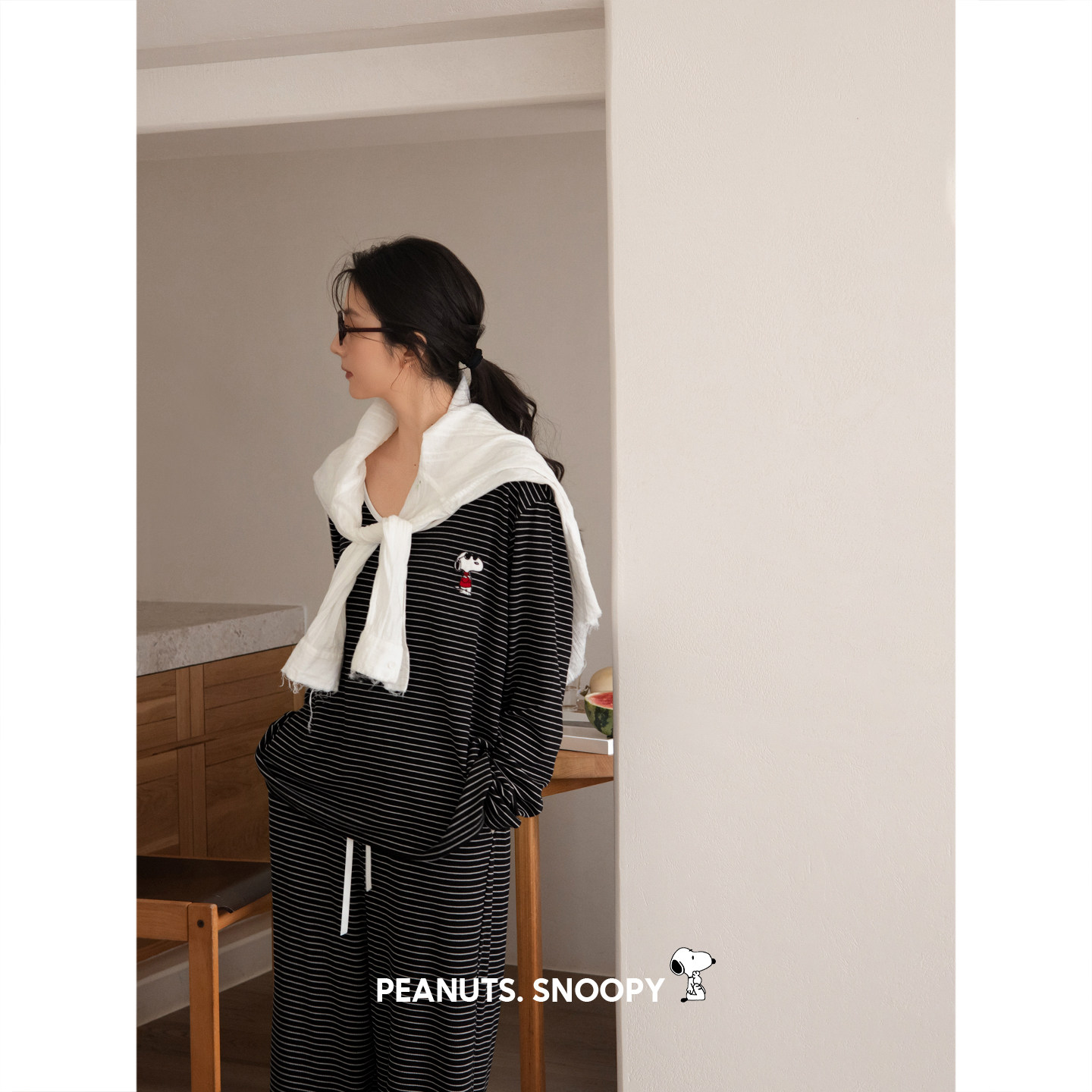 贝妍史努比女春秋季棉质长袖套装图片