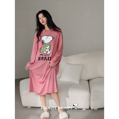 贝妍新款甜美少女柔软棉长袖睡裙