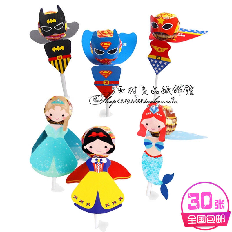30 princess Superheroes Fruit lollipop decorate card Halloween children party giftin the Festive supplies/Gift , Sugar Box/Sugar Box Accessories  category - from Buy2taobao.com to provide professional Taobao agent buy service