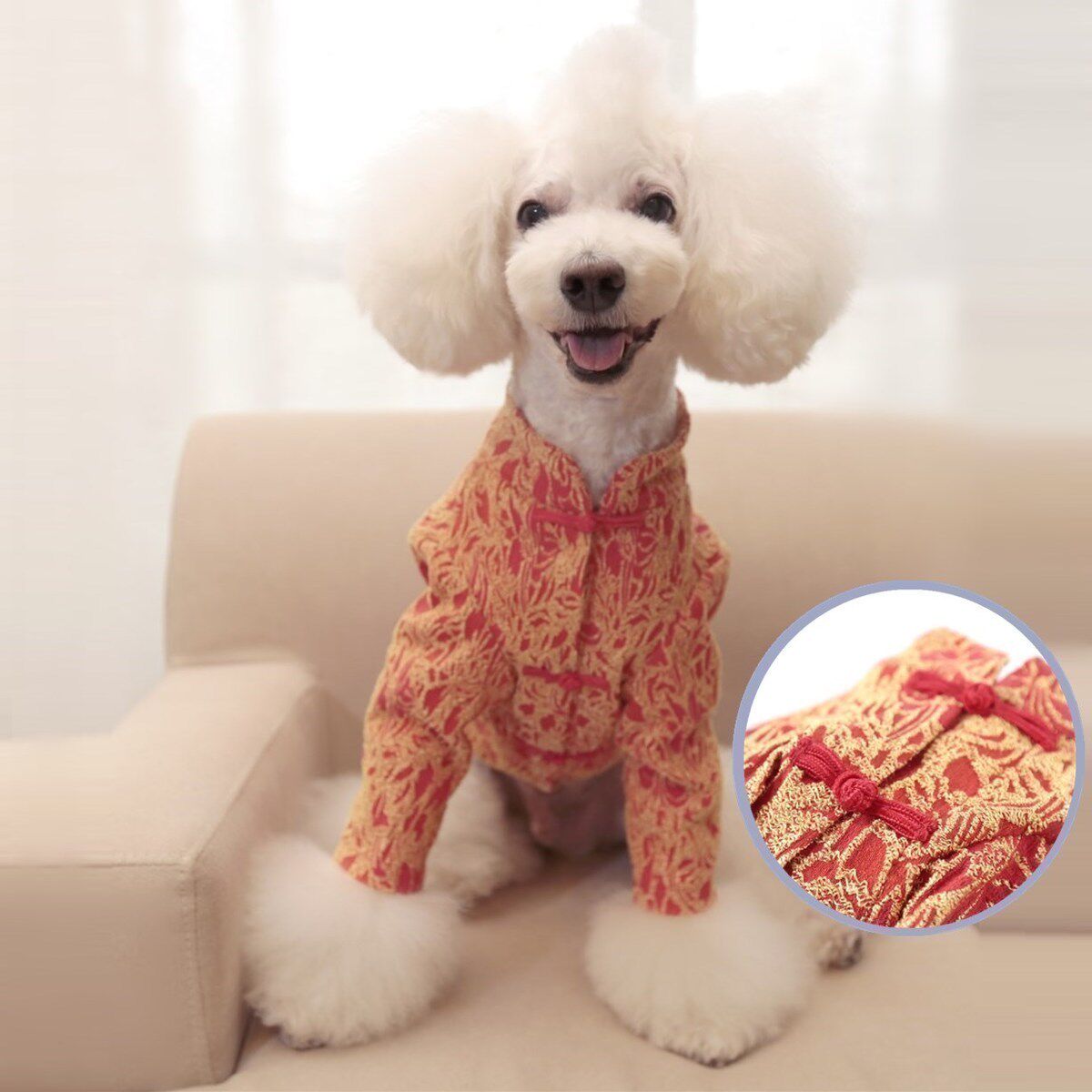 包邮 宠物衣服唐装春季保暖泰迪比熊宝眷 猫狗衣服过年装春节比熊