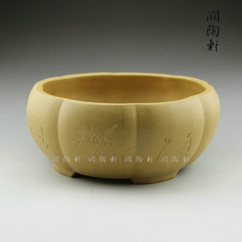 清仓捡漏宜兴紫砂盆紫砂花盆紫砂全手工陶刻盆景花盆大碗盆