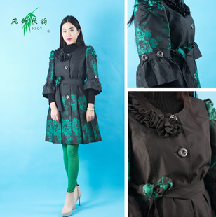 收腰时装 3614 中袖 腰带 风衣 圆领