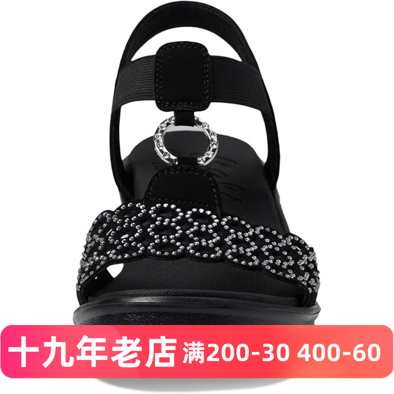 SKECHERS斯凯奇女夏季黑厚底舒适坡跟增高夏露趾超轻凉鞋6厘米