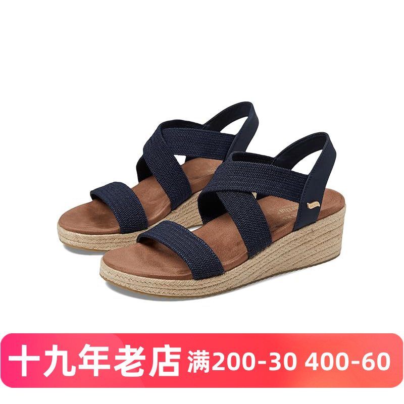 斯凯奇厚底坡跟足弓支撑时装凉鞋