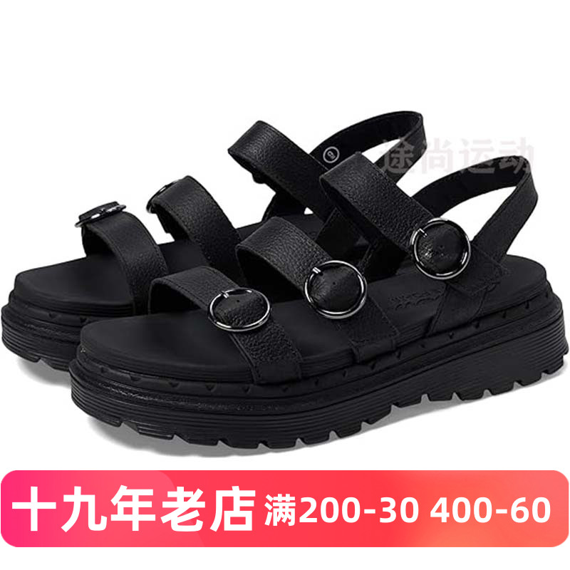 SKECHERS斯凯奇女厚底增高减震黑露趾可调节搭扣休闲凉鞋3.5厘米