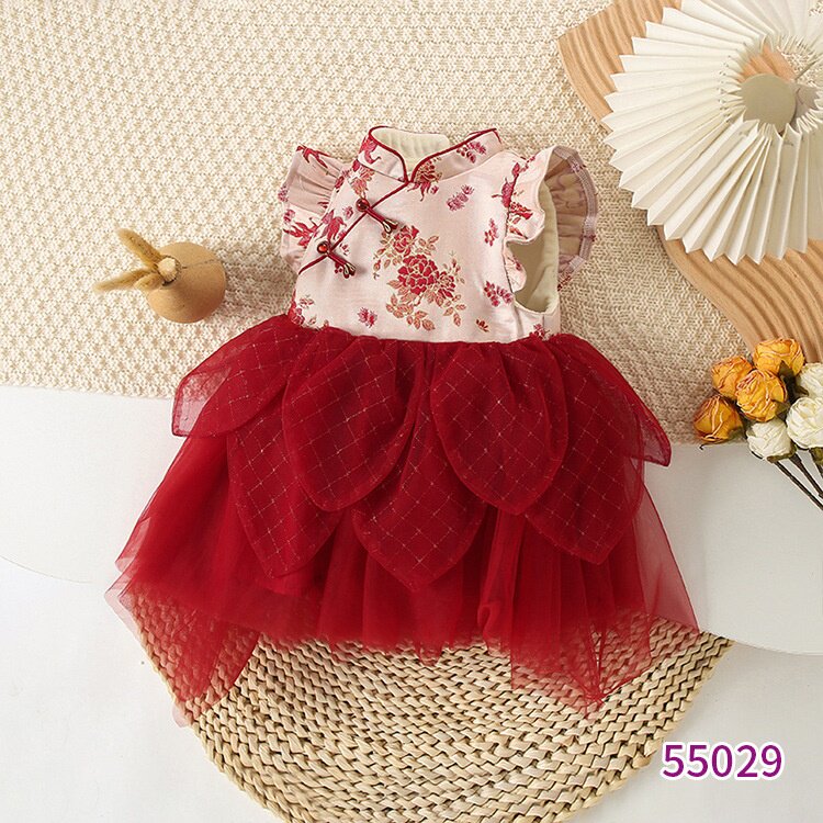 秋冬新款童装女童连衣裙国风新中式儿童公主裙冬季加绒生日礼服裙