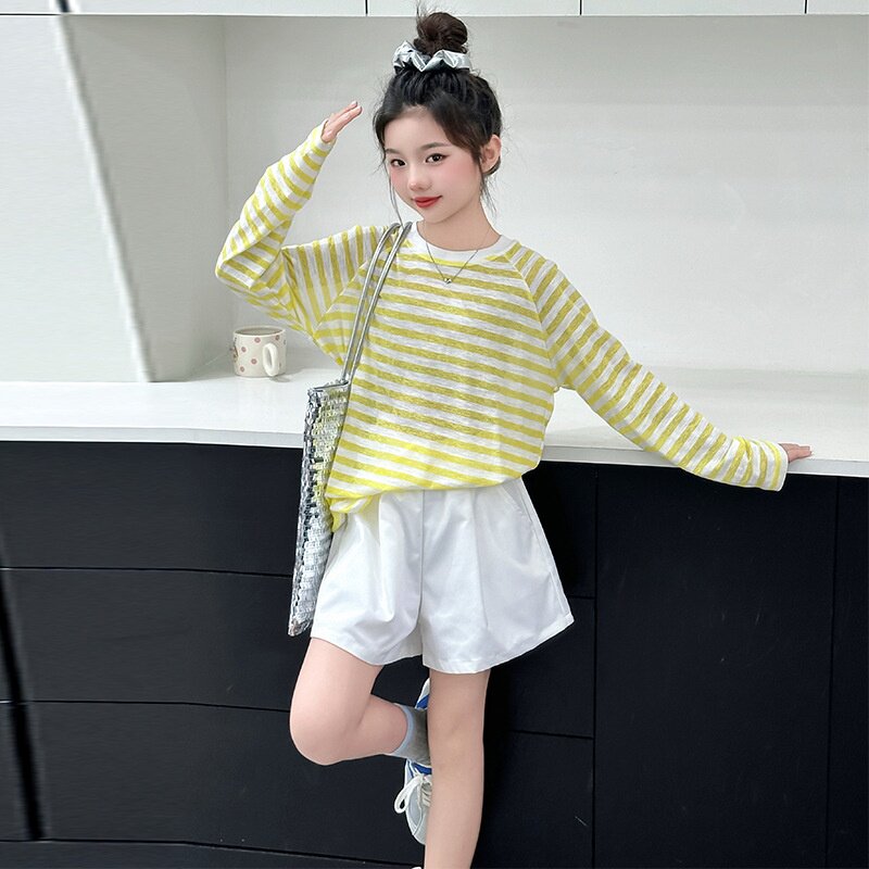 女童防晒衣套装2025夏季新款儿童长袖T恤衫薄款冰感上衣短裤洋气