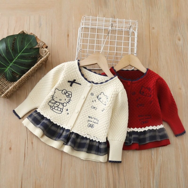 儿童毛衣开衫春秋季可加绒加厚毛衣裙衫女童百搭款针织外套长款