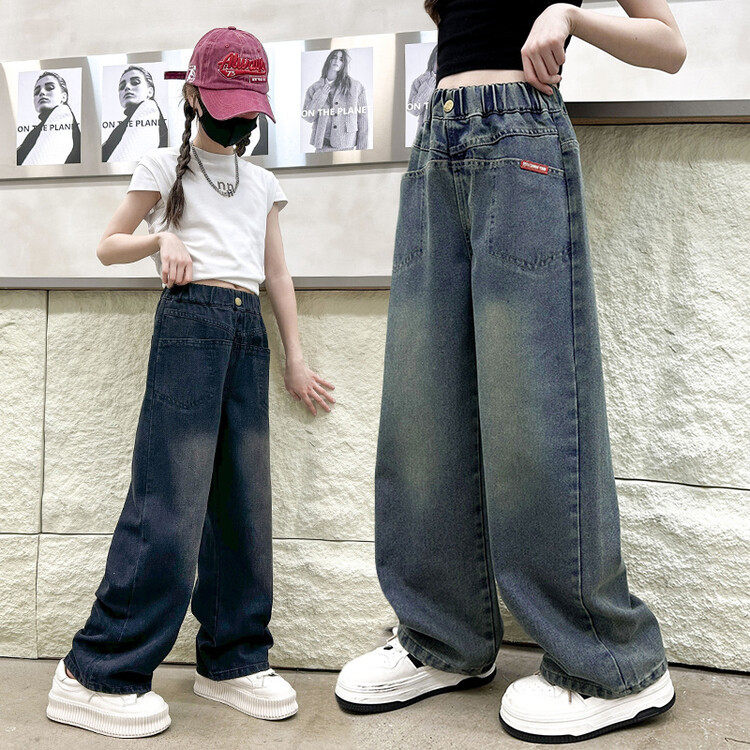 女童牛仔裤2026春秋新款洋气炸街直筒裤中大儿童休闲百搭阔腿裤潮
