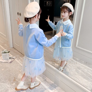 女童春装套装2025新款儿童洋气连衣裙子女孩春秋季韩版网红两件套