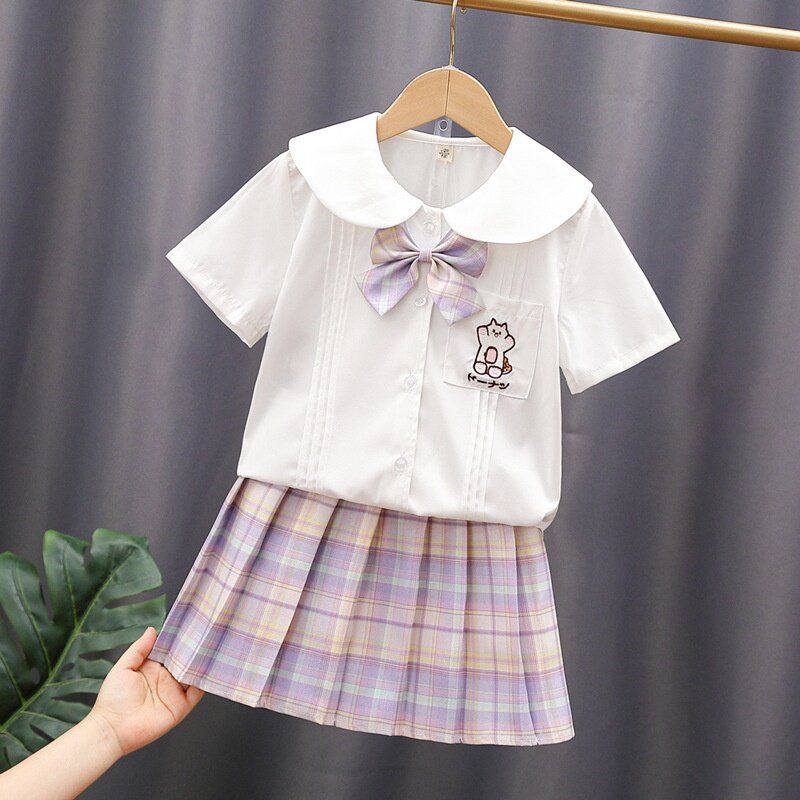 女童夏季JK制服套装中大童小学生夏装学院风校服儿童半身裙两件套