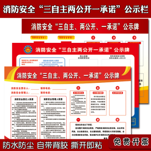消防安全三自主两公开一承诺公示牌宣传栏企业消防知识告示栏海报