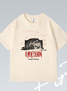 Fortee 痴迷 Obsession杏色恐怖电影影迷潮流印花T恤男女宽松短袖