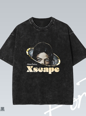 Fortee xscape 迈克杰克逊 音乐流行美式水洗重磅T恤男女宽松短袖
