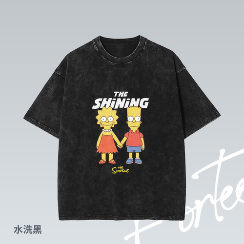 Fortee 闪灵辛普森 The Shining电影美式水洗重磅T恤男女宽松短袖