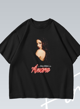 阿诺拉Anora电影奥斯卡潮牌印花纯棉重磅落肩宽松短袖T恤男女情侣