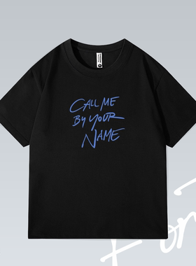 Fortee 请以你的名字呼唤我电影落肩潮流印花重磅T恤男女宽松短袖