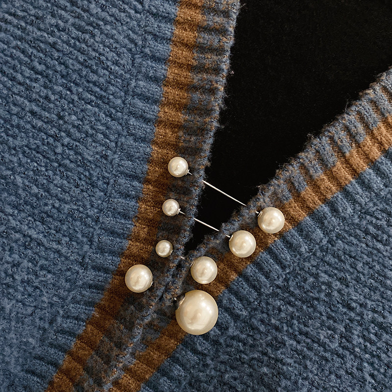 브로치 노출 방지 버클 진주 귀여운 일본 유행 성격 스웨터 카디건 여성을위한 고정 칼라 핀 장식